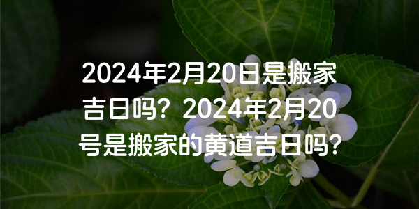 2024年2月20日是搬家吉日嗎？2024年2月20號是搬家的黃道吉日嗎？